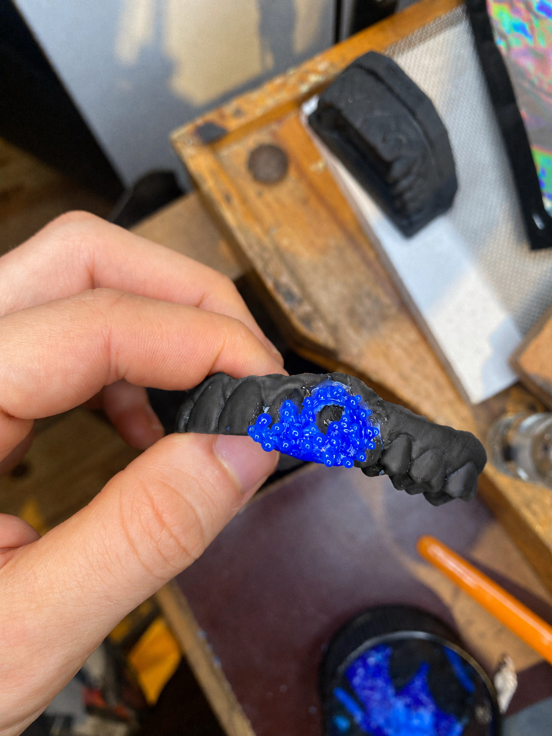 BUBBLE hand-sculpted wax in the original workshop photograph